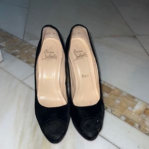 Authentic black velvet Christian Louboutin platform heel